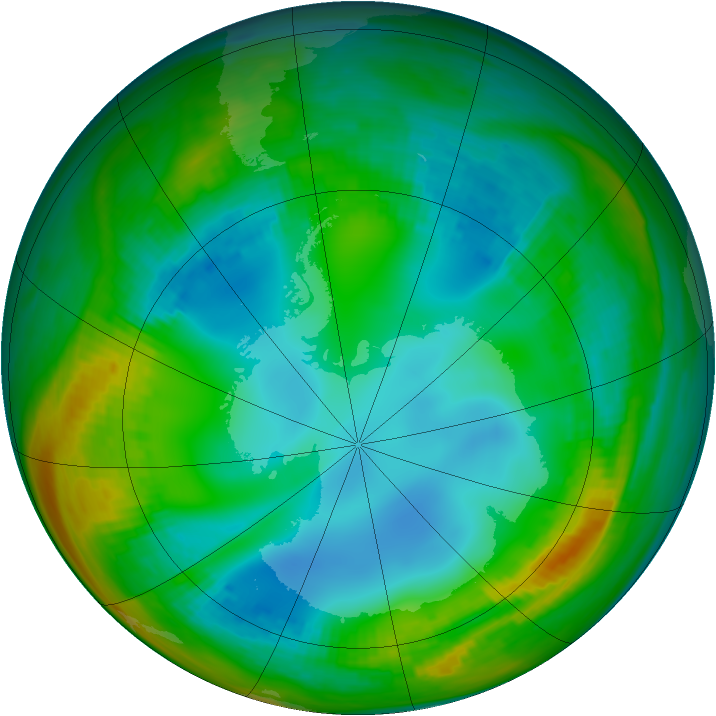 Antarctic ozone map for 23 July 1989